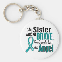 My Sister Is An Angel 1 Ovarian Cancer Keychains