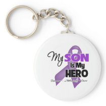 My Son is My Hero - Purple Ribbon Keychain