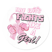 My Wife Fights Like A Girl Distressed Round Sticker