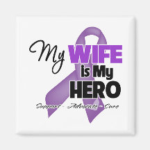 My Wife is My Hero - Purple Ribbon Magnet
