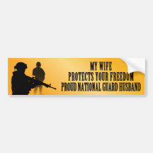 My Wife Protects Your Freedom (National Guard Husb Bumper Sticker