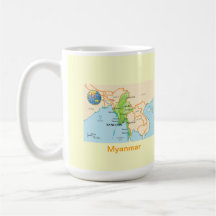 Myanmar map & flag coffee mugs