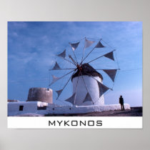 Mykonos windmill small poster