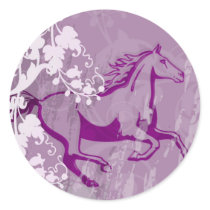 Mystic Garden Horse (Lt. Purple) Round Stickers