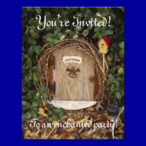 Mystical Gnome Garden Door Party Invite invitations