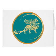 Mythical Gryphon Seal Greeting Card