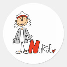 N is for Nurse Round Stickers