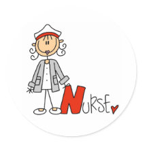 N is for Nurse Round Stickers
