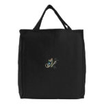 N monogram floral butterfly embroidered tote bag