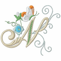N monogram floral butterfly embroidery ladies polo