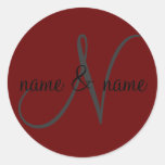 "N" monogram label, personalize first names Stickers