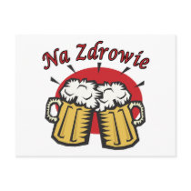 Na Zdrowie Toast With Beer Mugs Postcards