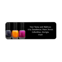 Nail Salon Business, Bright Polish Bottles Return Address Label