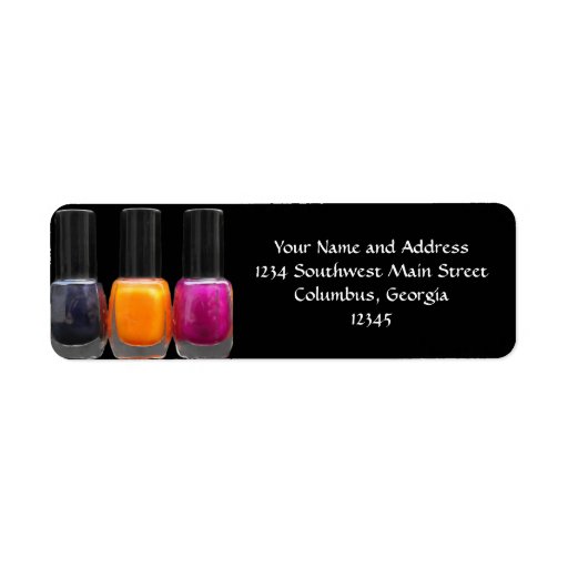 Nail Salon Business, Bright Polish Bottles Return Address Label