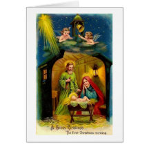 Naissance vintage de Noël de Jésus Cartes