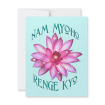 Nam Myoho Renge Kyo with Lotus Flower Design Personalized Invitations