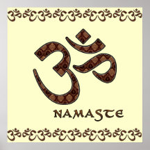 Namaste avec le symbole Brown de l'OM et la crème Affiches