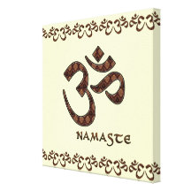 Namaste with Om Symbol Brown and Cream Canvas Prints