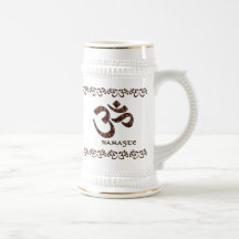Namaste with Om Symbol Brown and Cream Coffee Mugs