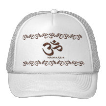 Namaste with Om Symbol Brown and Cream Hat