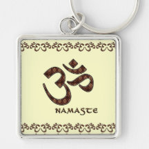 Namaste with Om Symbol Brown and Cream Key Chains