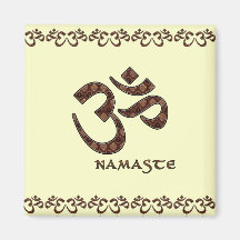 Namaste with Om Symbol Brown and Cream Magnet