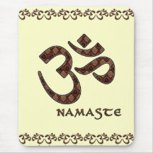 Namaste with Om Symbol Brown and Cream Mouse Pad