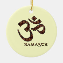 Namaste with Om Symbol Brown and Cream Ornaments