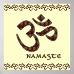 Namaste with Om Symbol Brown and Cream Poster