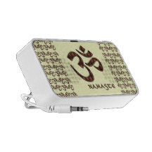 Namaste with Om Symbol Brown and Cream iPhone Speakers