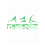Namaste yoga poses green postcard