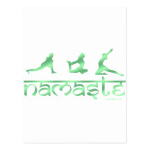 Namaste yoga poses green postcard