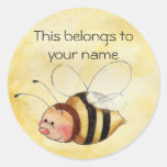 Name book plates round stickers