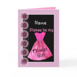 NAME Flower Girl Invitation PINK Dress Greeting Card