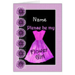 NAME Flower Girl Invitation PINK Dress Card