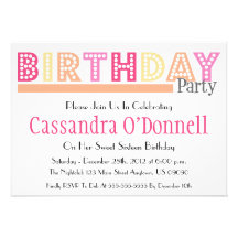 Name In Lights Birthday Party Invitations (Orange)