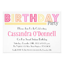 Name In Lights Birthday Party Invitations (Yellow)