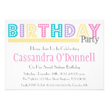 Name In Lights Birthday Party Invitations (Yellow)