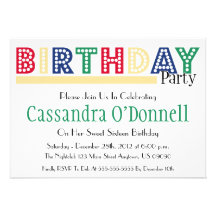 Name In Lights Birthday Party Invitations (Yellow)
