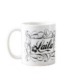 Name Laila in black inside stylish frame mugs