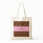 Name Pink Polka Dot Bridesmaid Tote Bag