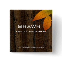 Name Tag Button Wood Grain Leaf Construction