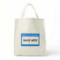 Name Tag Organic Grocery Tote Canvas Bag