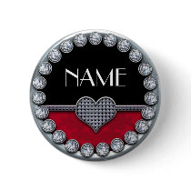 name template button with silver diamonds heart