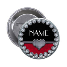 name template button with silver diamonds heart