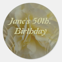 Name the Date Sticker, with Cream Floral Swirls