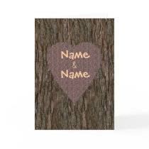 Names Carved In Tree Card - Brown