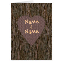 Names Carved In Tree Card - Brown