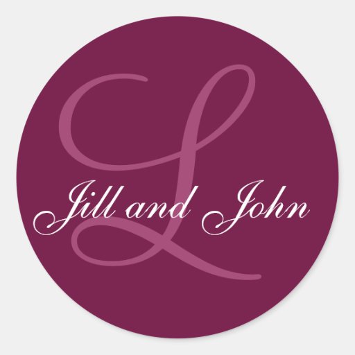 Names Initial Monogram L Wedding Favour Stickers