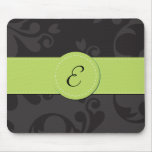 Names Initials Monograms Damask Grey Black Green Mousepads
